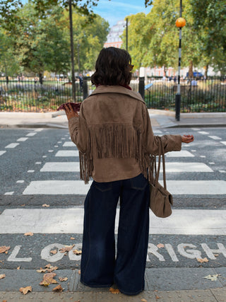Veste à FRANGES taupe