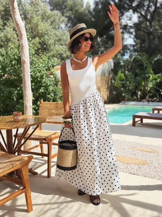 Robe débardeur à pois noir