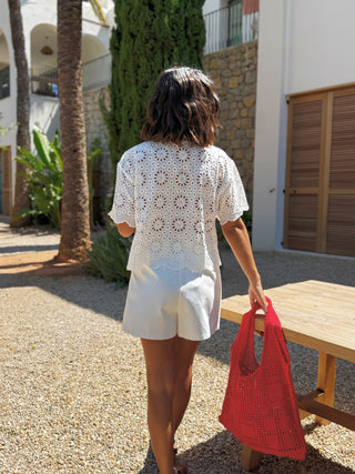 Short en coton MAX blanc