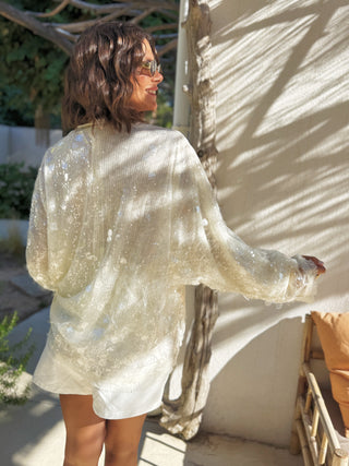 Veste a SEQUINS écru