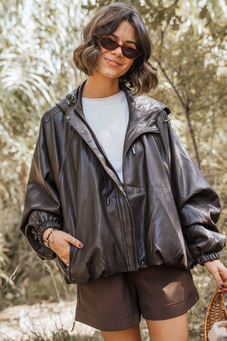 Veste avec sa capuche ANNA marron