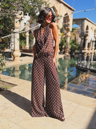 Combinaison pantalon à pois chocolat