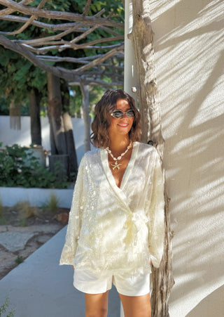 Veste a SEQUINS écru