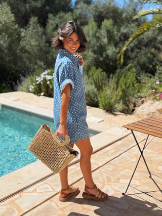 Combi-short OHLALA denim à pois