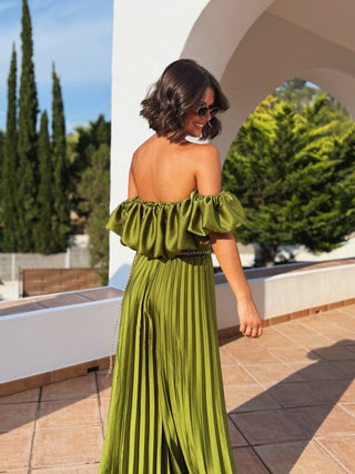 Ensemble PLISSÉ vert olive