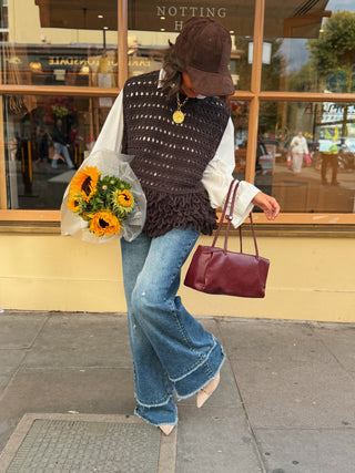 Sac façon cuir vieillit bordeaux