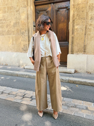 Pantalon en coton BARREL beige