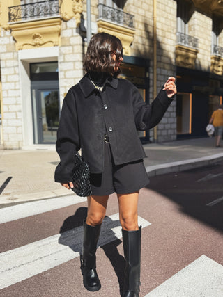 Veste  100% laine noir - handmade