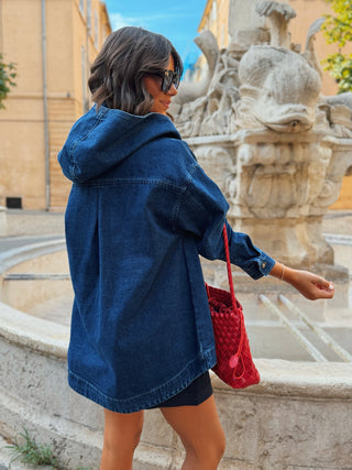 Veste en jean à capuche amovible