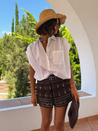 Short à paillettes chocolat