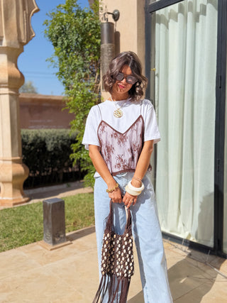 Tee-shirt AVEC DENTELLE chocolat
