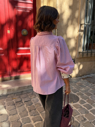 Chemise CHLOÉ  rayée bordeaux&grise