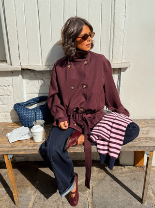 Gilet rayé prune&rose