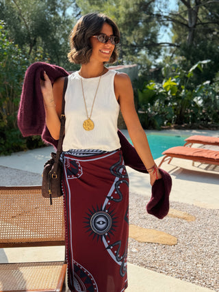 Jupe FOULARD bordeaux&marine
