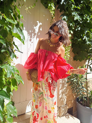 Top LÉNA bardot corail (Pré-commande)