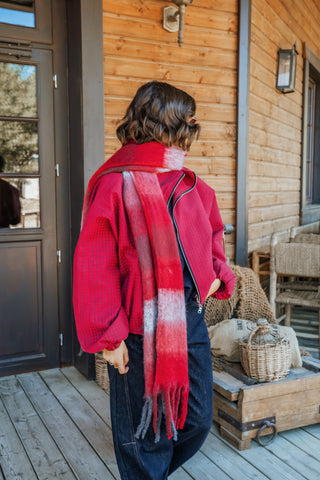 Veste bordeaux à carreaux marine