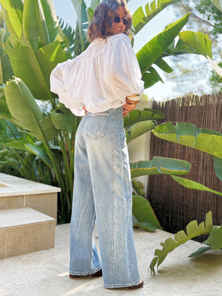 Jean large BARREL denim bleu