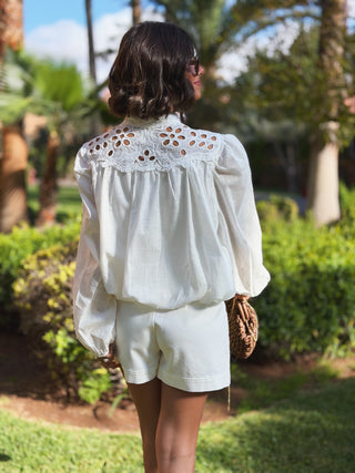 Chemise LOUISE en broderie blanc