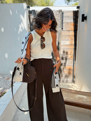 Pantalon en coton BARREL chocolat