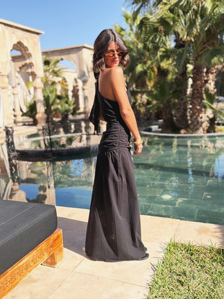 Robe JULIANE noir noeud