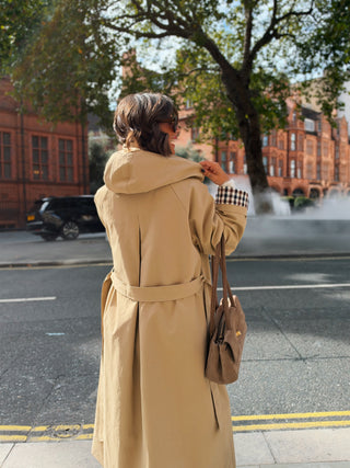 Trench long CHARLOTTE beige - capuche amovible