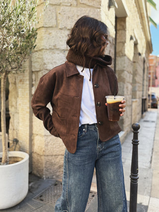 Veste ANNY façon daim chocolat