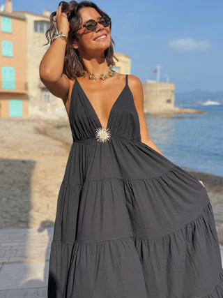 Robe en coton SOLEIL noire