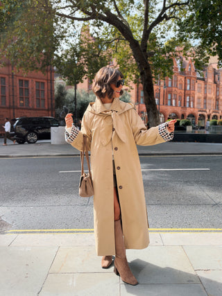 Trench long CHARLOTTE beige - capuche amovible