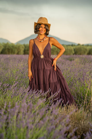 Robe en coton SOLEIL prune