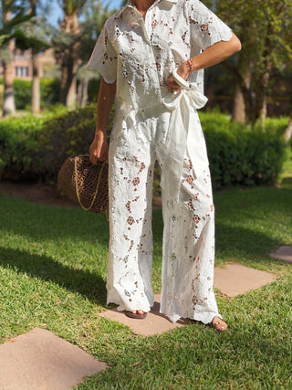 Pantalon broderie FLEUR