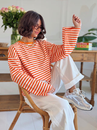 Tee-shirt MARINIÈRE orange&blanc