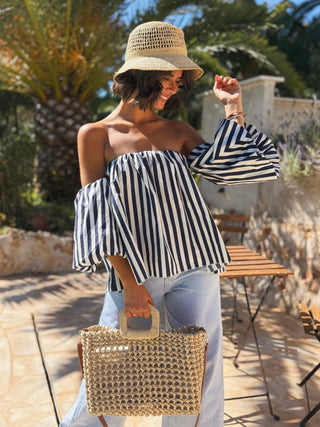 Top LÉNA rayé blanc&bleu