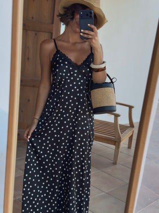 Robe DIVA à pois noir