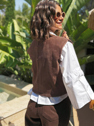 Bolero en daim chocolat DENVER
