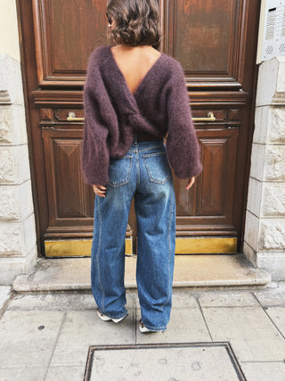 Pull CAMILLE chocolat avec noeud