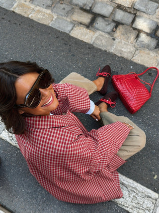 Veste PARKA a carreaux rouge
