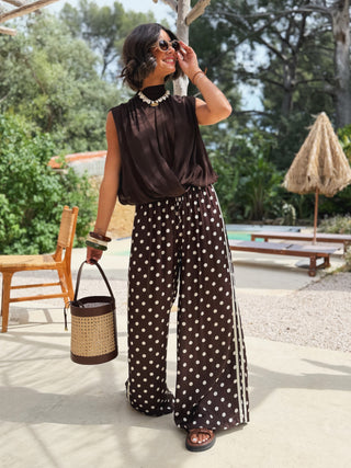 Pantalon AUDREY a pois chocolat&blanc
