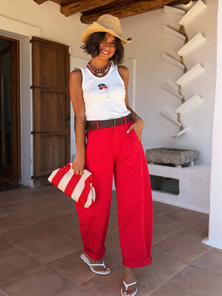 Pantalon TINO en coton rouge