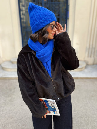 Ensemble BONNET - ÉCHARPE bleu électrique (Pré-commande)