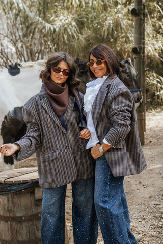 Blazer OVERIZE a carreaux marine&chocolat
