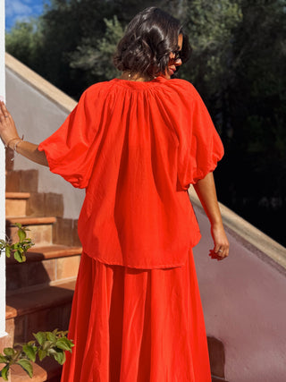 Blouse ALBA orange en coton & soie