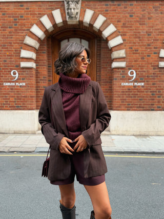 Blazer RAYÉ chocolat
