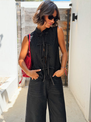 Pantalon en jean 7/8 noir
