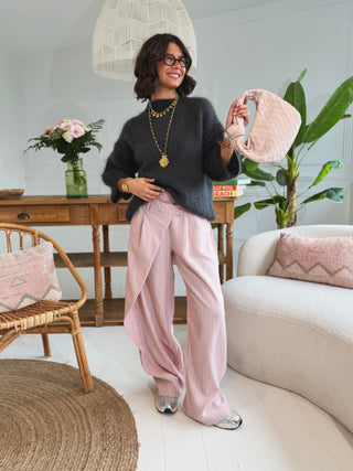 Pantalon fluide ASYMÉTRIQUE rose