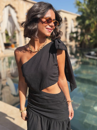 Robe JULIANE noir noeud