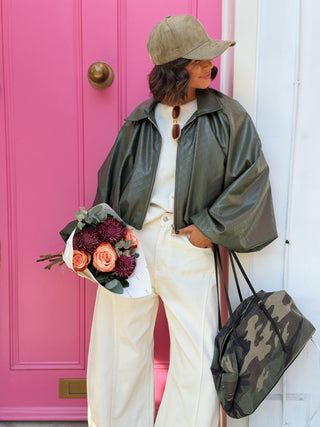 Veste BALLON façon cuir kaki