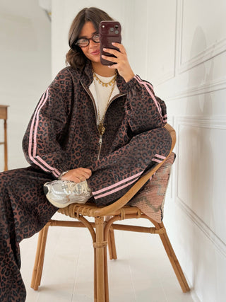 Ensemble LÉOPARD rayures rose