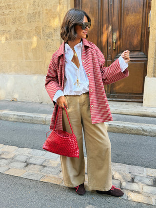 Veste PARKA a carreaux rouge