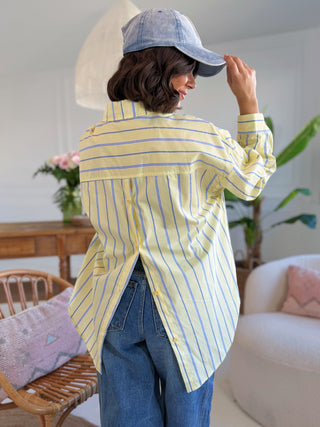 Chemise ALL GOOD FUN rayée jaune&bleu