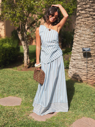 Ensemble ONE SHOULDER bleu&chocolat